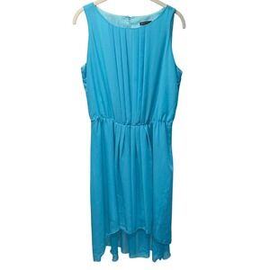 Mohito Women Turquoise Blue Pleated High Low Chiffon Sleeveless Dress Size‎ 40